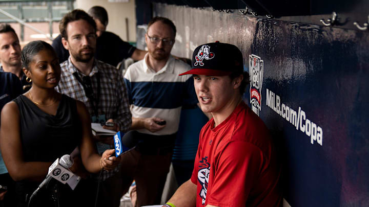 Aug 8, 2023; Bridgewater, NJ; Mets' new minor league prospect Drew Gilbert is shown at TD Bank Ballpark.