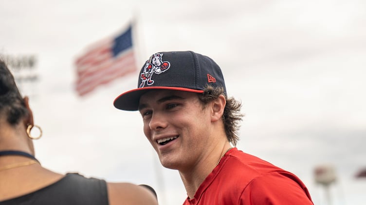 Aug 8, 2023; Bridgewater, NJ; Mets' new minor league prospect Drew Gilbert is shown at TD Bank