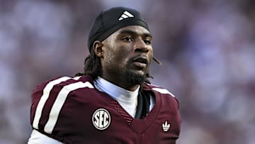 Texas A&M Aggies running back Le'Veon Moss looks on prior to the game against the Florida Gators at Kyle Field.