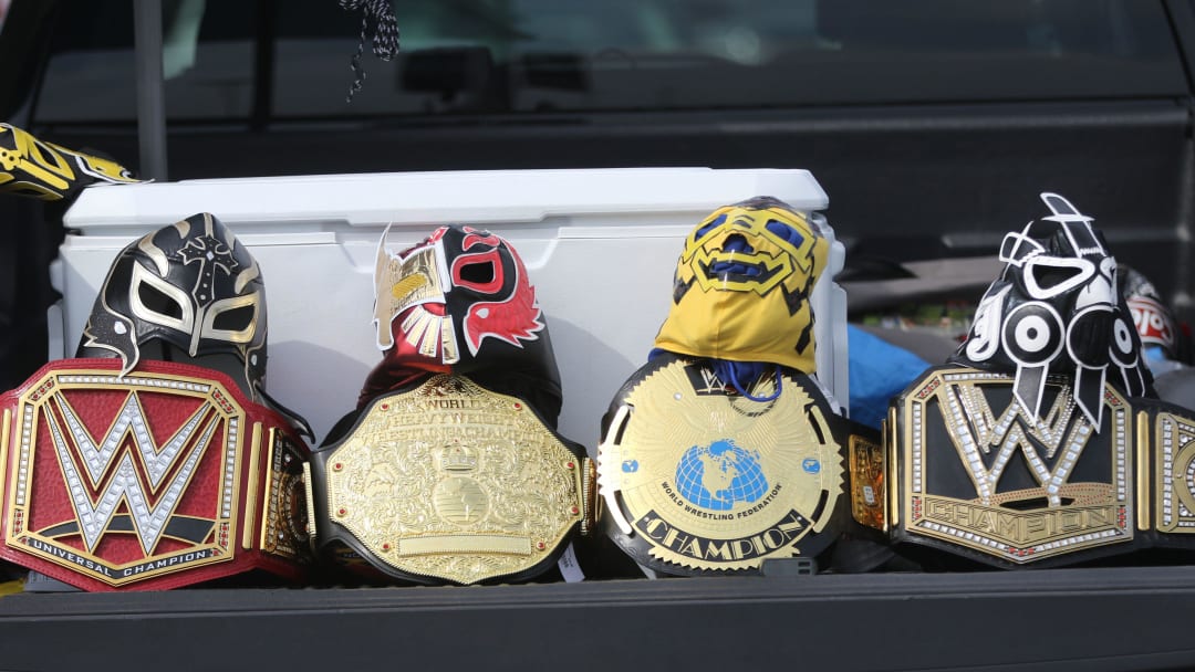 Wrestling fans displayed their belts at the MetLife Stadium parking lot before WrestleMania. Sunday, April, 7, 2019

Wrestlemania