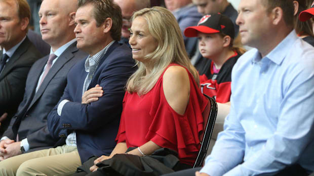 Jack Hughes, Luke Hughes, Quinn Hughes' mother, Ellen Hughes — Team USA  player development consultant