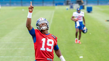 Jameis Winston with the NY Giants is shown during practice at Quest Diagnostics Training Center, East Rutherford, NJ, May 28, 2025.
