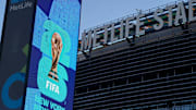 Signs promoting the FIFA World Cup Final coming to MetLife Stadium in East Rutherford, NJ on Wednesday Feb. 7, 2024. The World Cup is held every four years and the 2026 World Cup Final match will be played at MetLife Stadium.