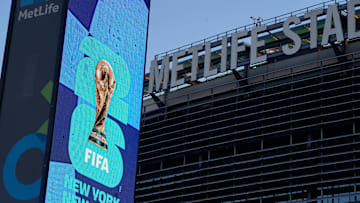Signs promoting the FIFA World Cup Final coming to MetLife Stadium in East Rutherford, NJ on Wednesday Feb. 7, 2024. The World Cup is held every four years and the 2026 World Cup Final match will be played at MetLife Stadium.