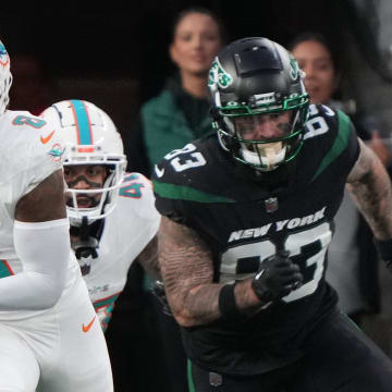 Miami Dolphins safety Jevon Holland returned this interception for a 100-yard TD in the first half as the Miami Dolphins defeated the NY Jets 34-13 at MetLife Stadium last season.