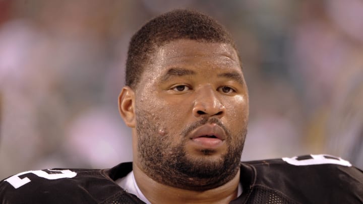 Aug 25, 2011; Philadelphia, PA, USA; Cleveland Browns offensive lineman Jason Pinkston  (62) prior to playing the Philadelphia Eagles at Lincoln Financial Field. The Eagles defeated the Browns 24-14. Mandatory Credit: Howard Smith-USA TODAY Sports