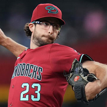 Arizona Diamondbacks right-hander Zac Gallen (23) pitches against the Houston Astros at Chase Field on July 21, 2025.