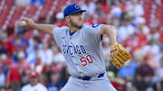Chicago Cubs starting pitcher Jameson Taillon (50) throws against the St. Louis Cardinals at Busch Stadium. 