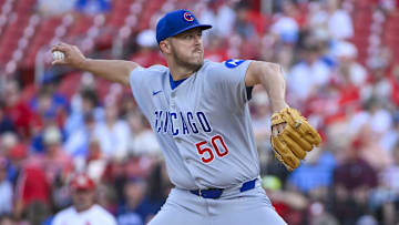 Chicago Cubs starting pitcher Jameson Taillon (50) throws against the St. Louis Cardinals at Busch Stadium. 