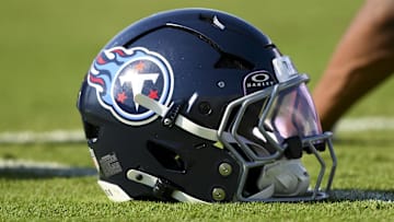 Tennessee Titans helmet during training camp at Ascension Saint Thomas Sports Park.