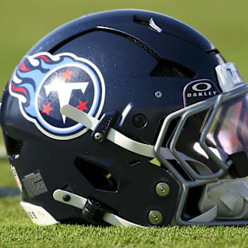 Tennessee Titans helmet during training camp at Ascension Saint Thomas Sports Park.