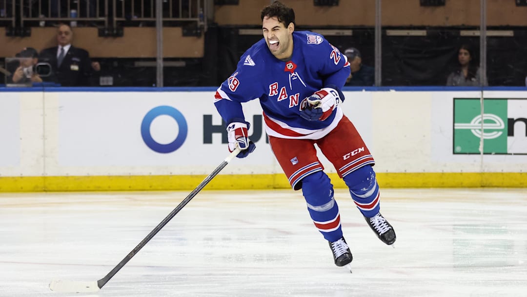 Apr 2, 2026; New York, New York, USA; New York Rangers defenseman Matthew Robertson (29) skates off the ice after losing his helmet in the second period against the Montréal Canadiens at Madison Square Garden. Mandatory Credit: Wendell Cruz-Imagn Images Apr 2, 2026; New York, New York, USA; New York Rangers defenseman Matthew Robertson (29) skates off the ice after losing his helmet in the second period against the Montréal Canadiens at Madison Square Garden. Mandatory Credit: Wendell Cruz-Imagn Images