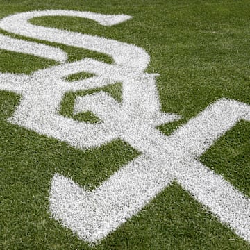 Chicago White Sox logo behind home plate at Rate Field.
