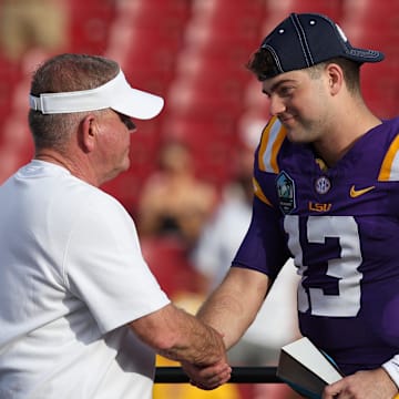 LSU Tigers quarterback Garrett Nussmeier (13) 