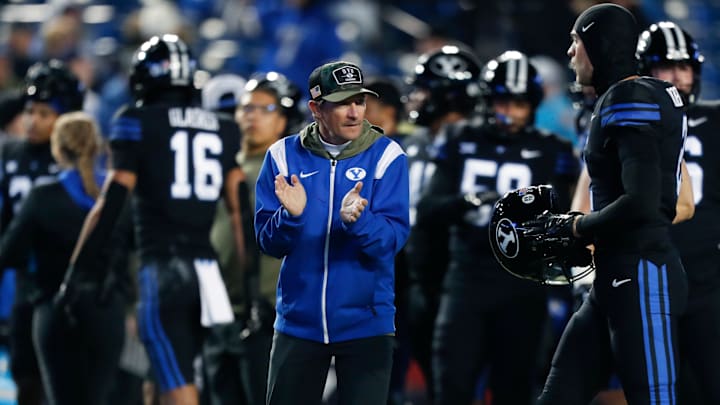 Offensive Coordinator Aaron Roderick rallies the offense as BYU takes on Iowa State