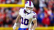 Jan 26, 2025; Kansas City, MO, USA; Buffalo Bills wide receiver Khalil Shakir (10) against the Kansas City Chiefs during the AFC Championship game at GEHA Field at Arrowhead Stadium. Mandatory Credit: Mark J. Rebilas-Imagn Images