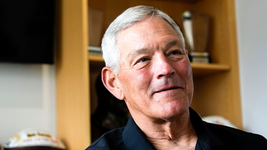Iowa head football coach Kirk Ferentz is pictured June 27, 2025 in Iowa City, Iowa.