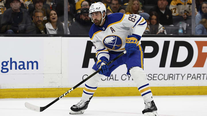 Oct 11, 2025; Boston, Massachusetts, USA; Buffalo Sabres right wing Alex Tuch (89) moves in on goal against the Boston Bruins during the second period at TD Garden. Mandatory Credit: Winslow Townson-Imagn Images Oct 11, 2025; Boston, Massachusetts, USA; Buffalo Sabres right wing Alex Tuch (89) moves in on goal against the Boston Bruins during the second period at TD Garden. Mandatory Credit: Winslow Townson-Imagn Images