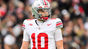 Ohio State quarterback Julian Sayin and OG Tegra Tshabola received callouts after the Buckeyes' 34-10 to Purdue