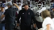 Mississippi State Bulldogs head coach Jeff Lebby against the Arizona State Sun Devils at Mountain America Stadium.