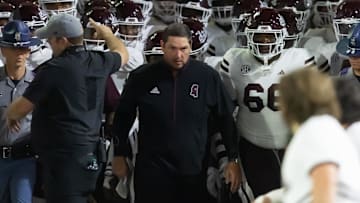 Mississippi State Bulldogs head coach Jeff Lebby against the Arizona State Sun Devils at Mountain America Stadium.