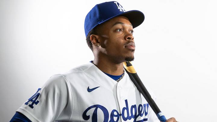 Feb 19, 2026; Glendale, AZ, USA; Los Angeles Dodgers Kendall George poses for a portrait during photo day at Camelback Ranch. Mandatory Credit: Mark J. Rebilas-Imagn Images