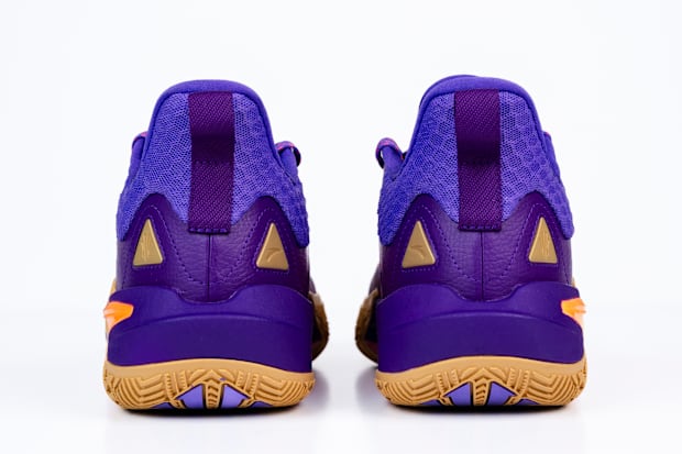 Purple heels of Kyrie Irving's sneakers.