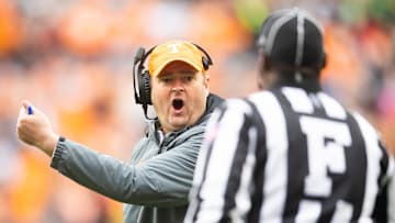 Tennessee head football coach Josh Heupel yells to an official during a game between Tennessee and Missouri in Neyland Stadium, Saturday, Nov. 12, 2022.

Volsmizzou1112 2250