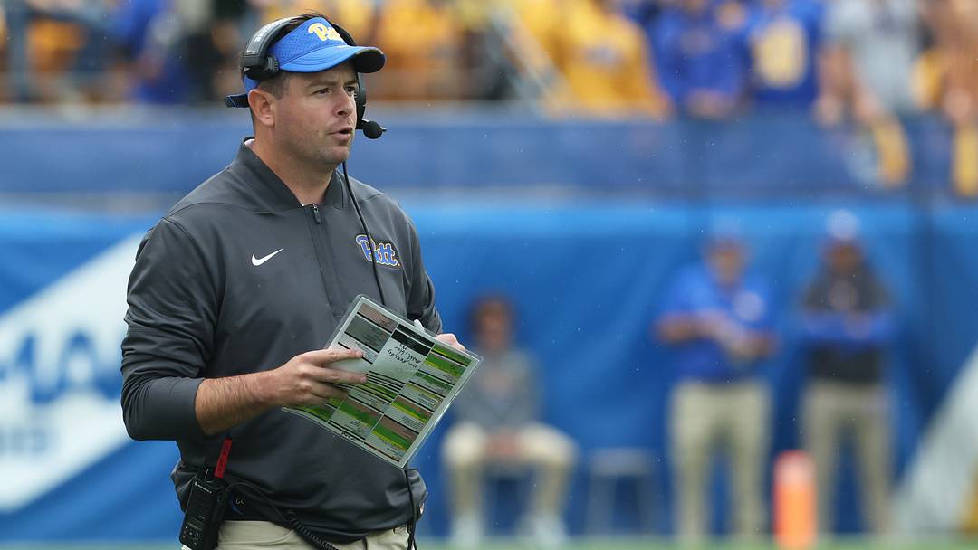 Sep 6, 2025; Pittsburgh, Pennsylvania, USA;  Pittsburgh Panthers offensive coordinator Kade Bell looks on during the first quarter against the Central Michigan Chippewas at Acrisure Stadium. Mandatory Credit: Charles LeClaire-Imagn Images