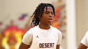 Dec 2, 2023; Scottsdale, AZ, USA; Desert Mountain guard Javon Bardwell (24) against Sierra Canyon during the Hoophall West High School Invitational at Chaparral High School. Mandatory Credit: Mark J. Rebilas-USA TODAY Sports