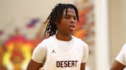 Dec 2, 2023; Scottsdale, AZ, USA; Desert Mountain guard Javon Bardwell (24) against Sierra Canyon during the Hoophall West High School Invitational at Chaparral High School. Mandatory Credit: Mark J. Rebilas-USA TODAY Sports