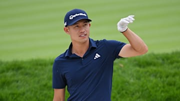 Collin Morikawa during a 2025 U.S. Open practice round at Oakmont Country Club