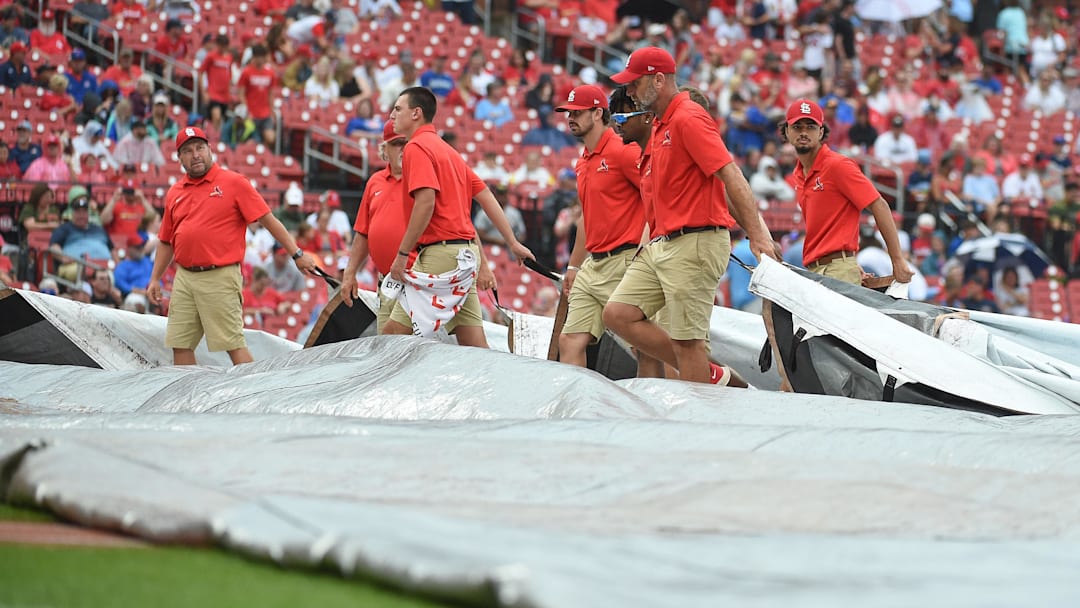 Rain delay at Busch Stadium