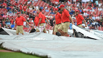 Rain delay at Busch Stadium