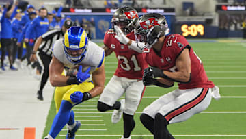 Zyon McCollum and the Tampa Bay Buccaneers defense were simply atrocious on Sunday night in a blowout loss to the Rams. (Mandatory Credit: Jayne Kamin-Oncea-Imagn Images)