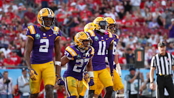 Jan 1, 2024; Tampa, FL, USA;  LSU Tigers wide receiver Brian Thomas Jr. (11) celebrates after