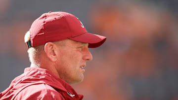 Oct 19, 2024; Knoxville, Tennessee, USA; Alabama Crimson Tide head coach Kalen DeBoer looks on before a game against the Tennessee Volunteers at Neyland Stadium. Mandatory Credit: Randy Sartin-Imagn Images