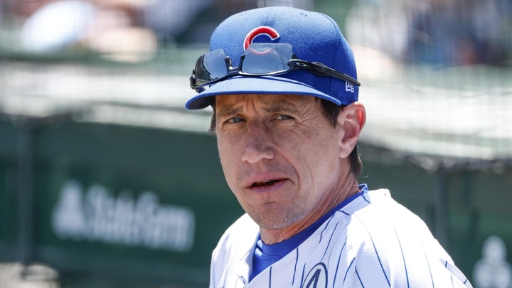 Jun 2, 2024; Chicago, Illinois, USA; Chicago Cubs manager Craig Counsell (30) looks on from the dugout before a baseball game against the Cincinnati Reds at Wrigley Field. Mandatory Credit: Kamil Krzaczynski-USA TODAY Sports