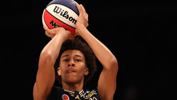 McDonald’s All American East forward Nate Ament (10) shoots the ball during the Sprite Jam Fest at Barclay's Center.