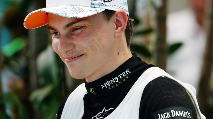 May 4, 2024; Miami Gardens, Florida, USA; McLaren driver Oscar Piastri (81) after the F1 Sprint Race at Miami International Autodrome. Mandatory Credit: John David Mercer-USA TODAY Sports