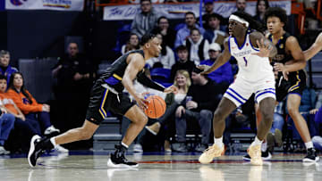 Boise State Broncos forward O'Mar Stanley defends.
