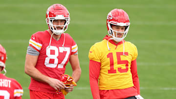 Travis Kelce, Patrick Mahomes, Kansas City Chiefs Media Availability & Practice