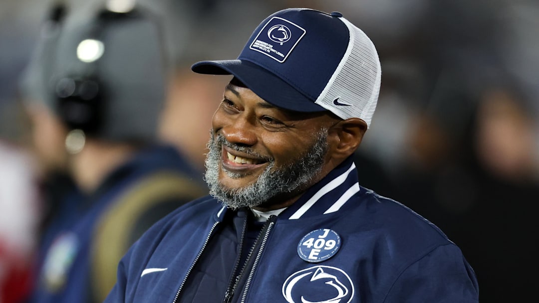 Penn State Nittany Lions interim head coach Terry Smith walks on the field during a warm up prior to the game against the Nebraska Cornhuskers at Beaver Stadium. 