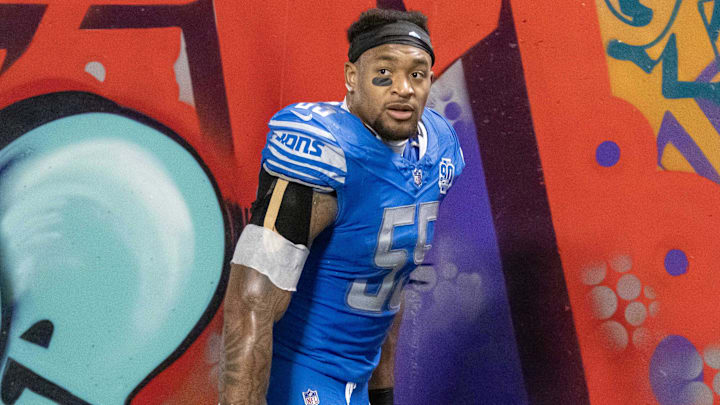 Detroit Lions linebacker Derrick Barnes (55).
