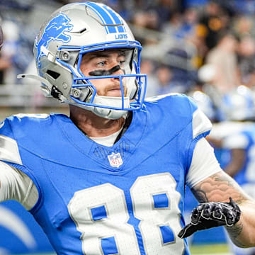 Detroit Lions wide receiver Kaden Davis (88) warms up before a preseason game against Pittsburgh Steelers at Ford Field in Detroit on Saturday, August 24, 2024.