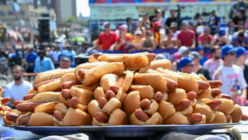 Professional Eaters Compete In Nathan's Annual Hot Dog Eating Contest