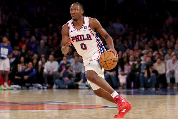Philadelphia 76ers guard Tyrese Maxey (0)