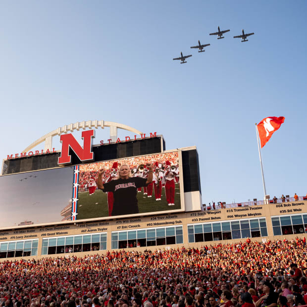 2023 football pregame flyover at Nebraska's Memorial Stadium