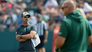 Green Bay Packers head coach Matt LaFleur surveys practice on Wednesday, August 6, 2025, at Ray Nitschke Field in Ashwaubenon, Wis.