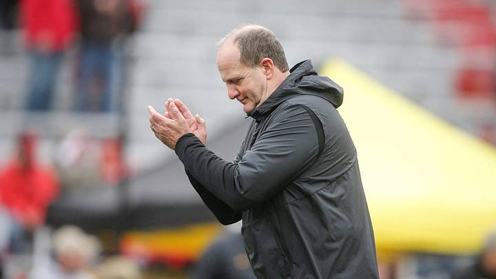 Iowa defensive coordinator Phil Parker gets his defense warmed up prior to kickoff against Nebraska during their Big 10 final season game on Friday, Nov. 29, 2019, at Memorial Stadium in Lincoln, Neb.

20191129 Iowafbvsnebraska